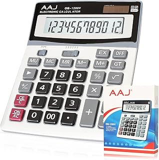 AAJ 12 Digit Desk Calculator Jumbo-Large Buttons-12 Digits-Large Eye Angled Display- Light and portable Calculator-For Home and Office use-Solar and Battery Powered (Battery Included)