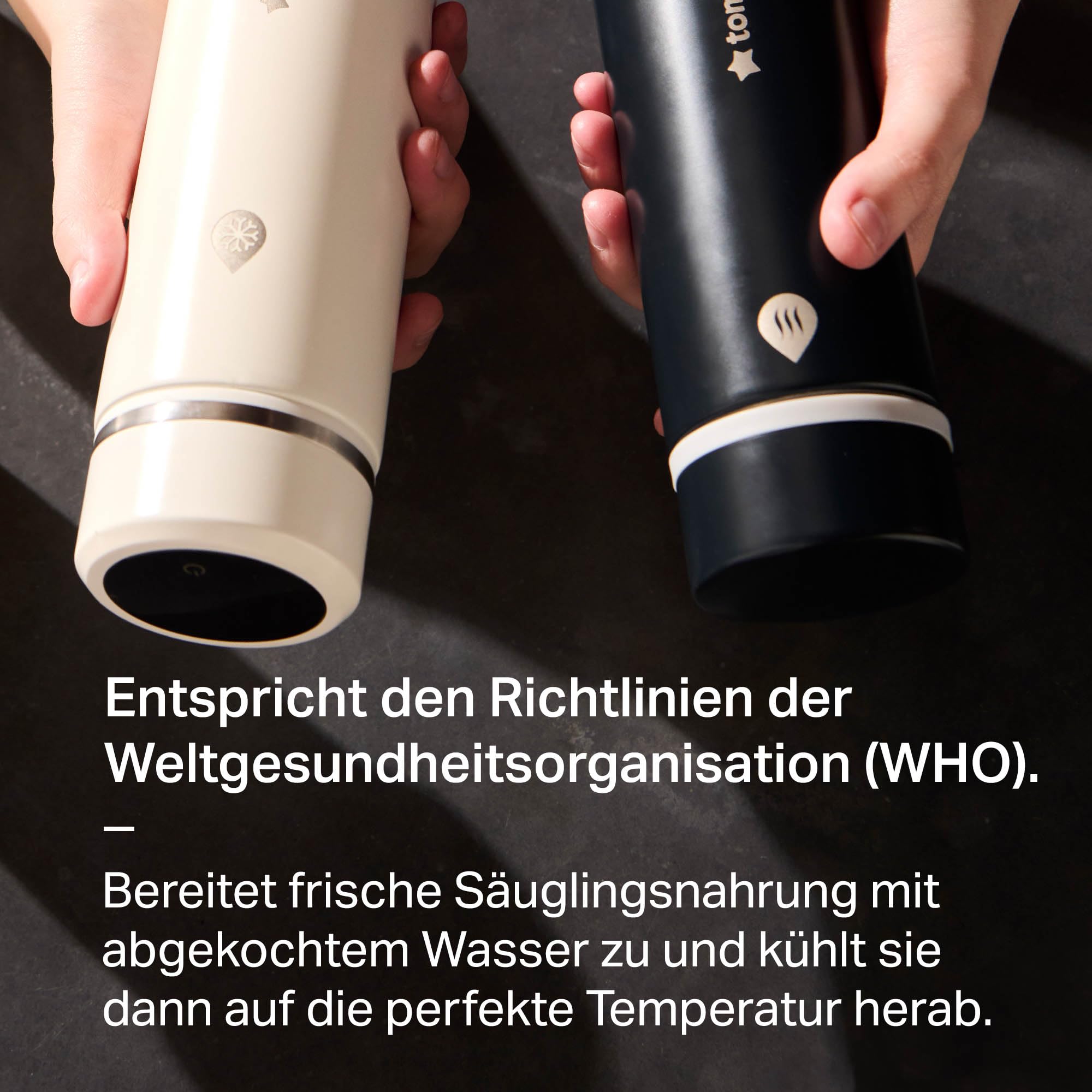 Tommee Tippee PrepGo Zubereiter-Set, Kühlt Babymilch zur guten Temperatur in nur 2 Minuten, Transportierbare Thermosflaschen, Temperaturdisplay
