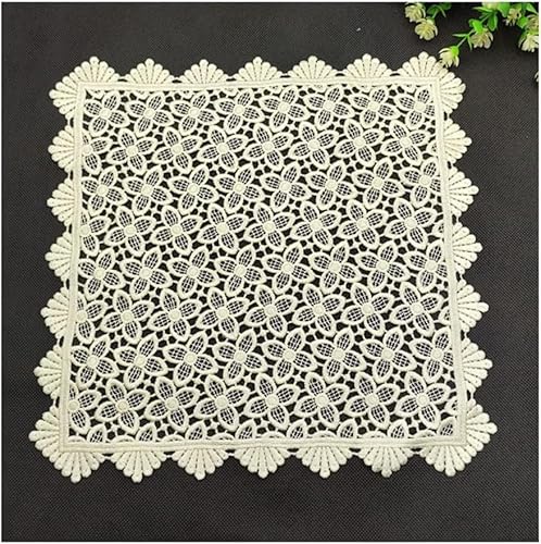 Codulu Tovagliette da tavola in pizzo centrini sottobicchieri quadrati in pizzo all'uncinetto tovaglia ricamata per fai da te stoviglie per matrimoni decorazione cuscino 1PCS-C