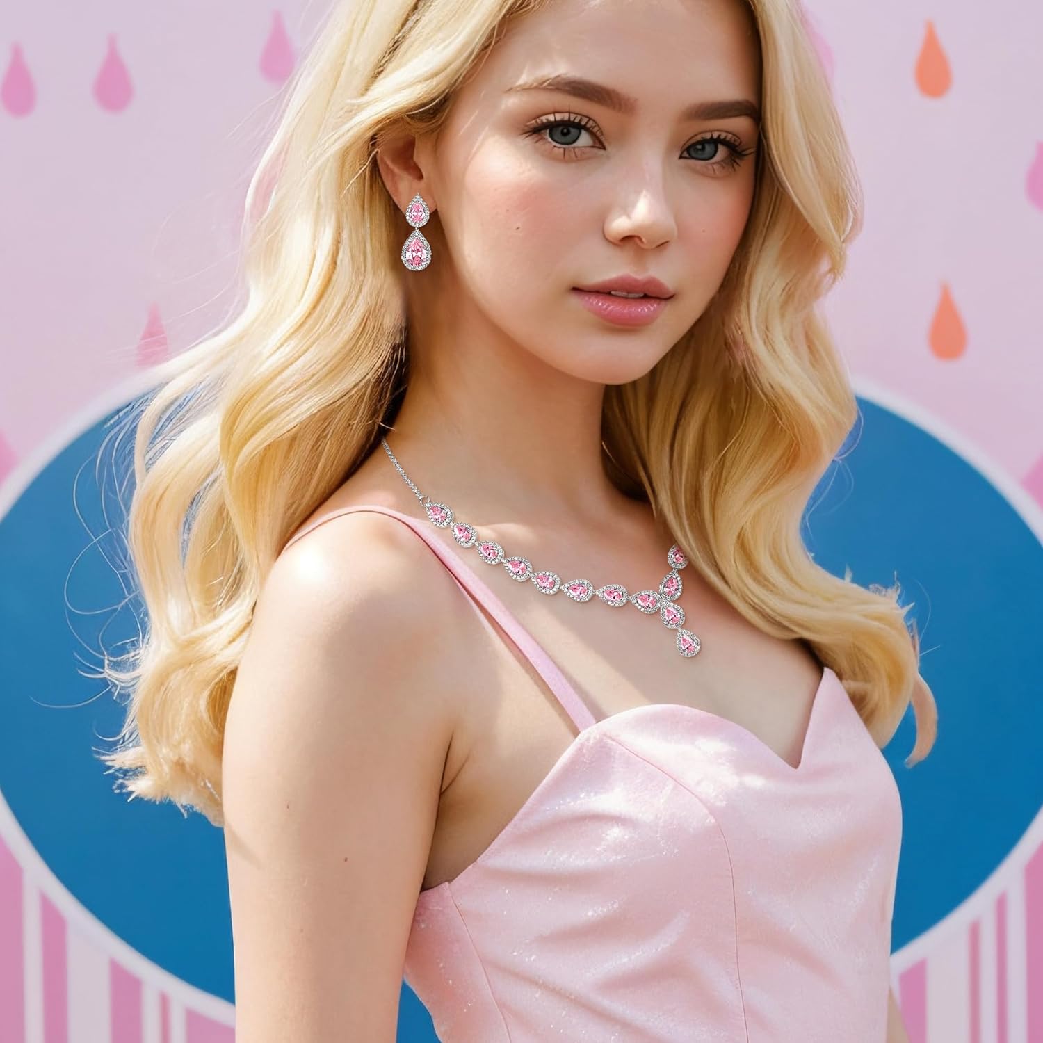 BriLove Wedding Bridal CZ Necklace Bracelet Earrings Jewelry Set for Women Teardrop Infinity Figure 8 Y-Necklace Tennis Dangle Party Prom Accessories - Image 4