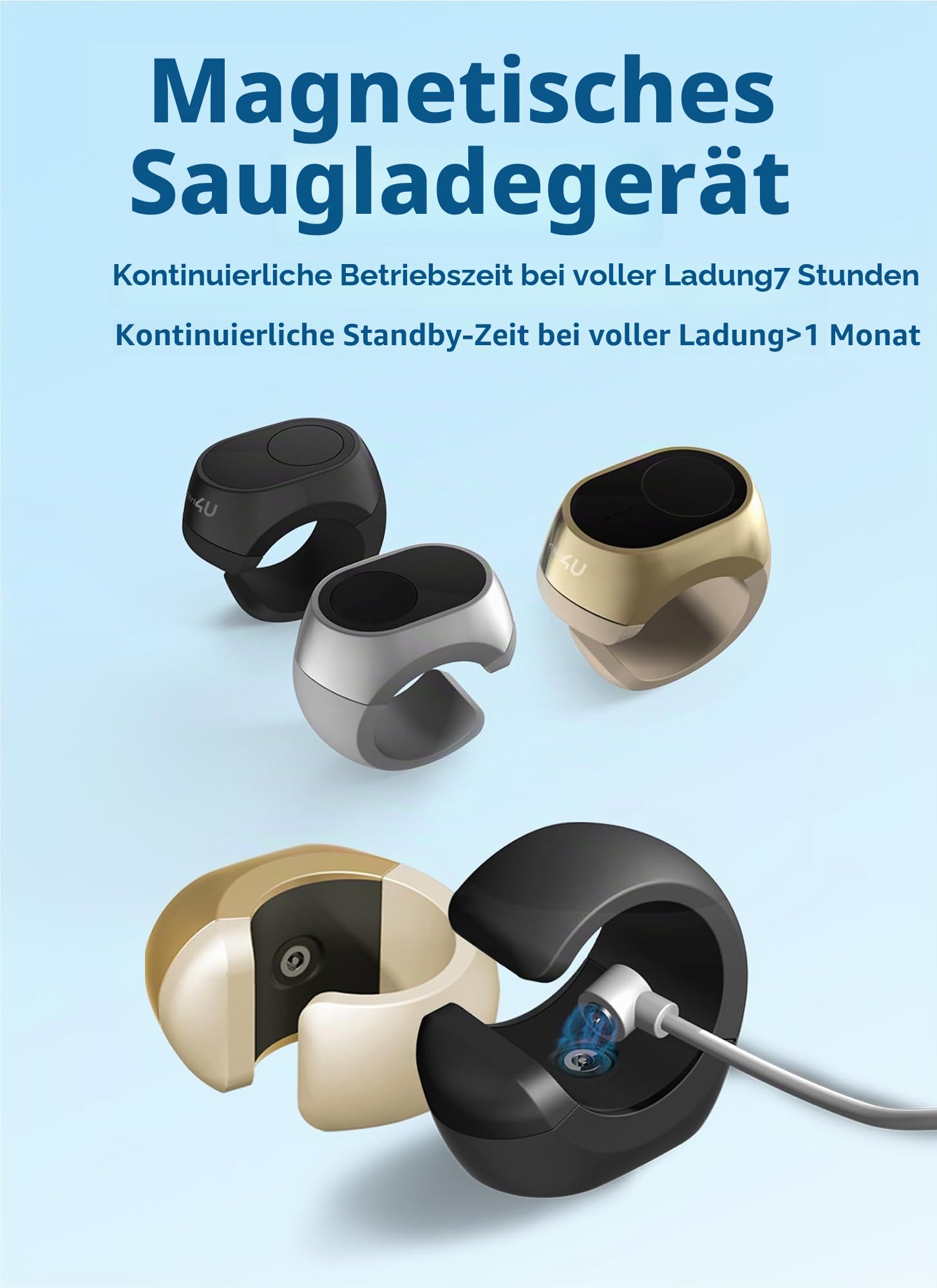 Bluetooth-Fernbedienungsring für TikTok, Kamera - Kompatibel mit iPhone, iPad, iOS, Android - Seitenumblätterung, Videoaufnahme-Fernbedienung - Schwarz