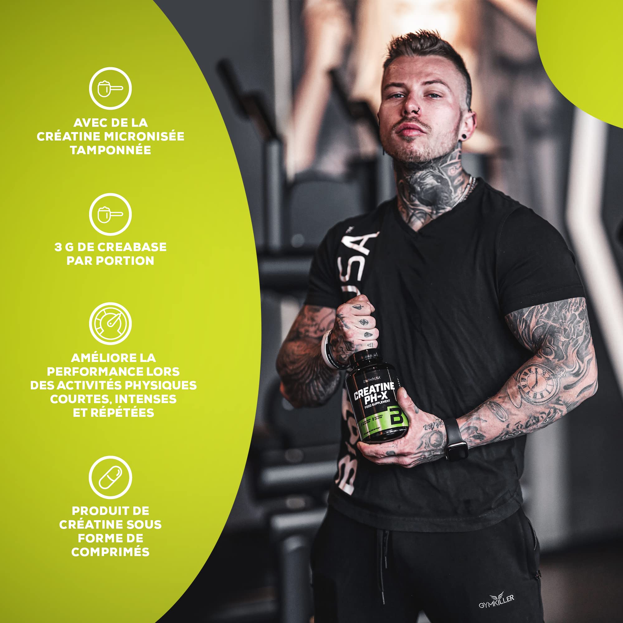 BioTechUSA Creatine Ph-X capsules | Créatine tamponnée | 3g CreaBASE par portion, 210 gélules