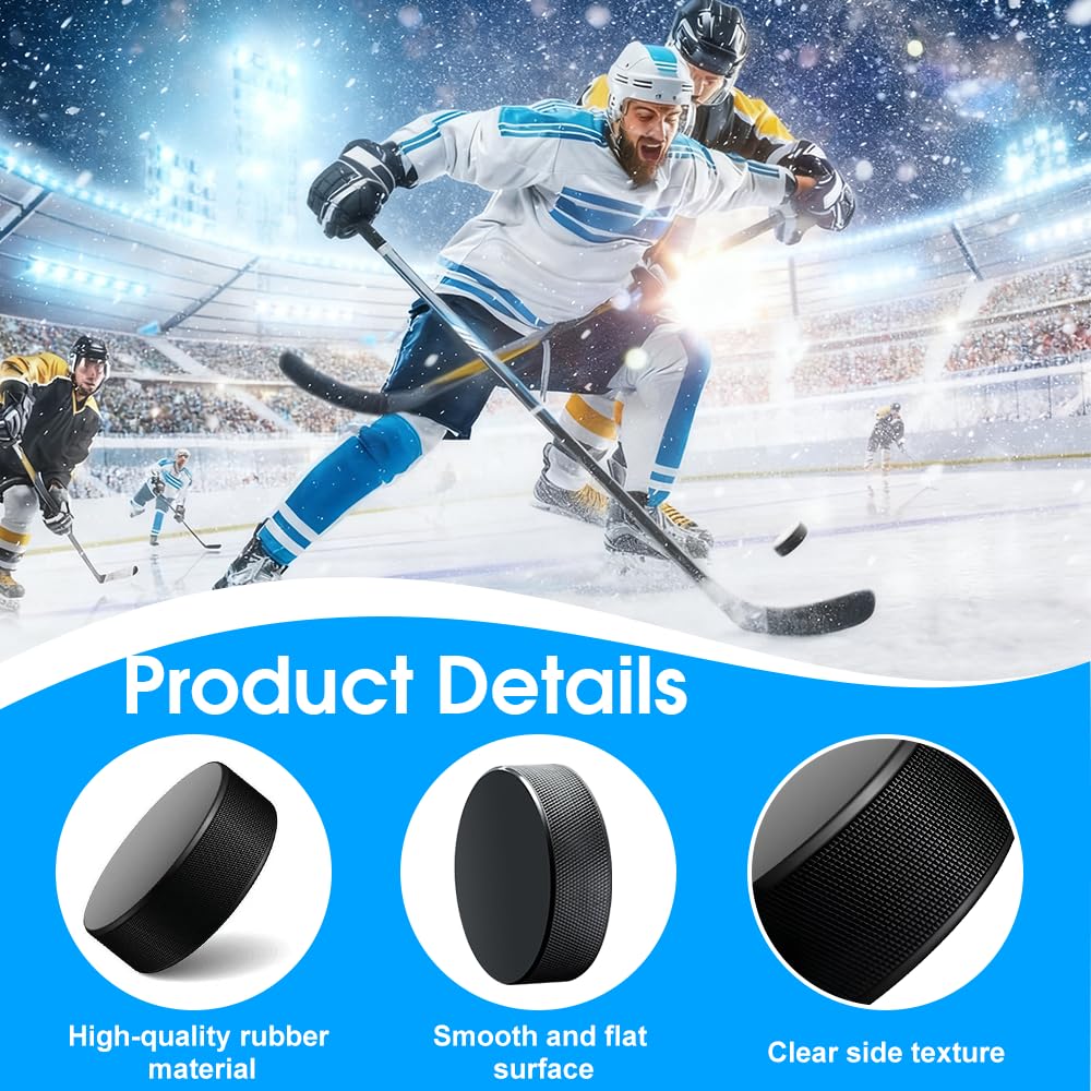 2 Pièces Pucks de Hockey de Pratique, Rondelles de Hockey sur Glace Palet en Caoutchouc Hockey en Plein Air pour Entraînement Classique Intérieur et Extérieur, 75 mm x 25 mm
