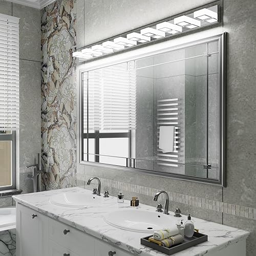 Miniatura 126 de Ralbay - Lámpara LED moderna y negra para tocador de baño, con 3 luces, accesorios de iluminación de pared de baño de acrílico Luz blanca