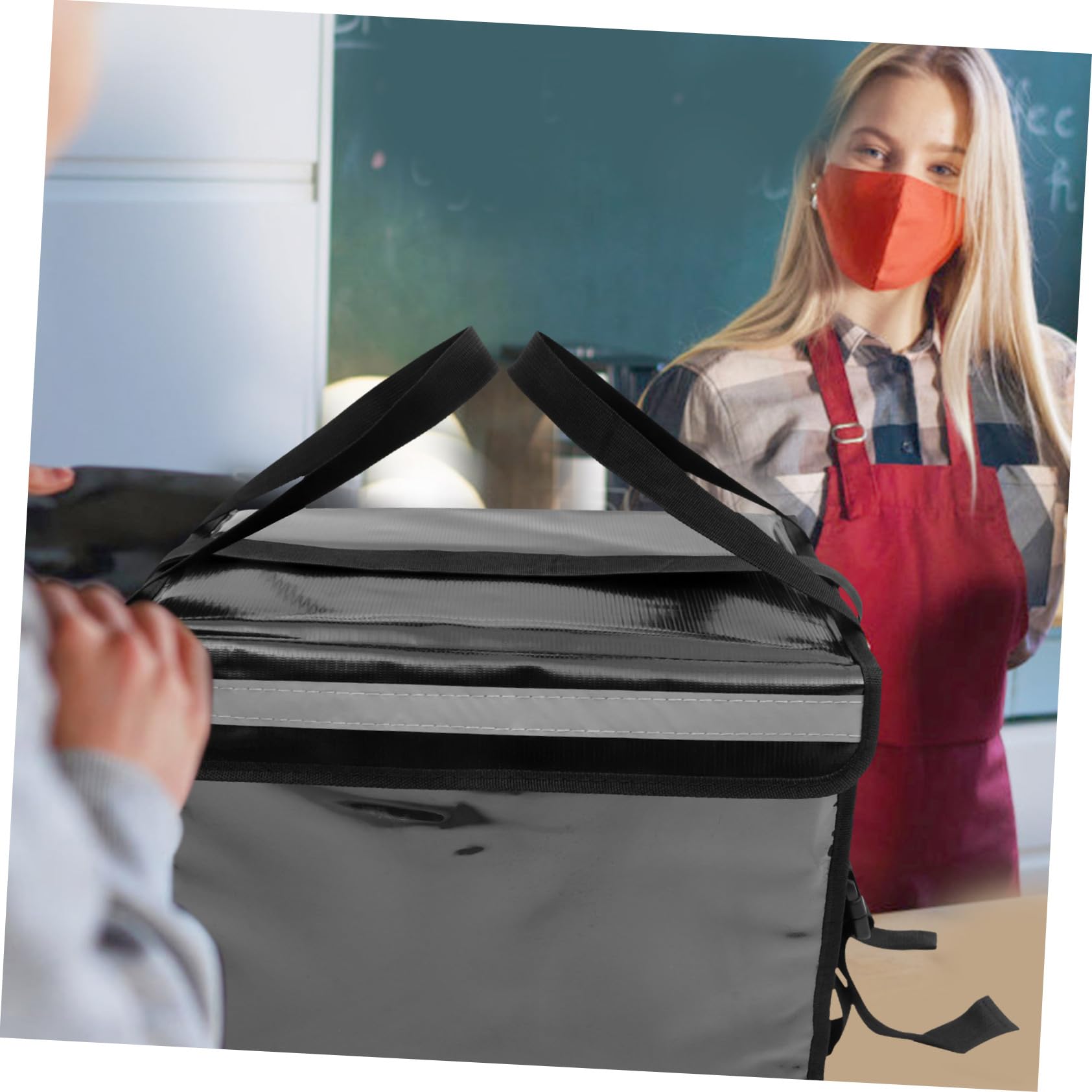 Ciieeo Caja de Aislamiento Térmico de 32 L en Nylon Negro para Reparto | Conservación del Calor, Diseño Ligero, Uso Exterior y Compras, Formato para Llevar