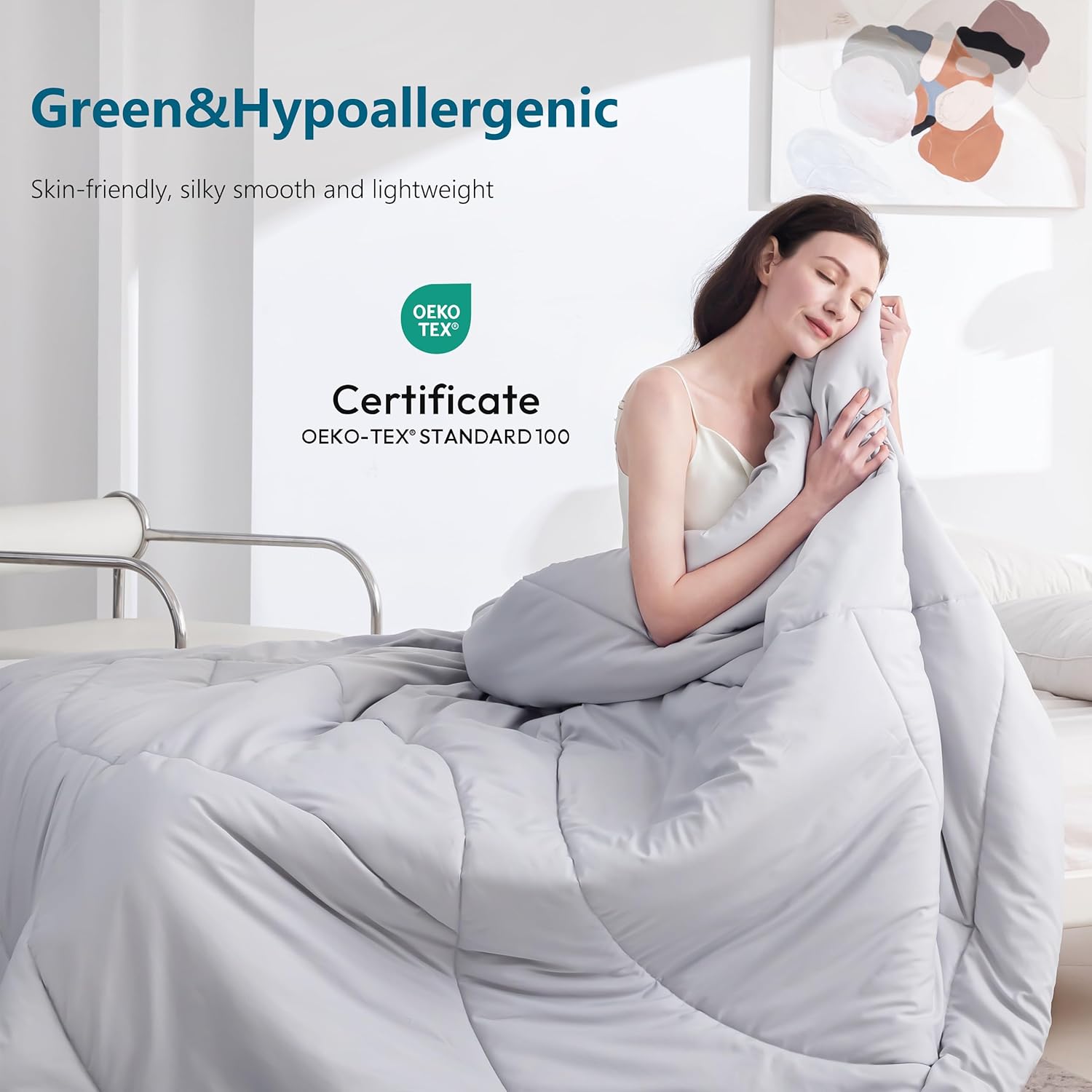 DREAMHOUR Reversible Cooling Comforter Queen All Season Down Alternative Duvet for Hot Sleepers and Night Sweats,Washable Lightweight Cooling Blanket,Light Gray,108"x98"