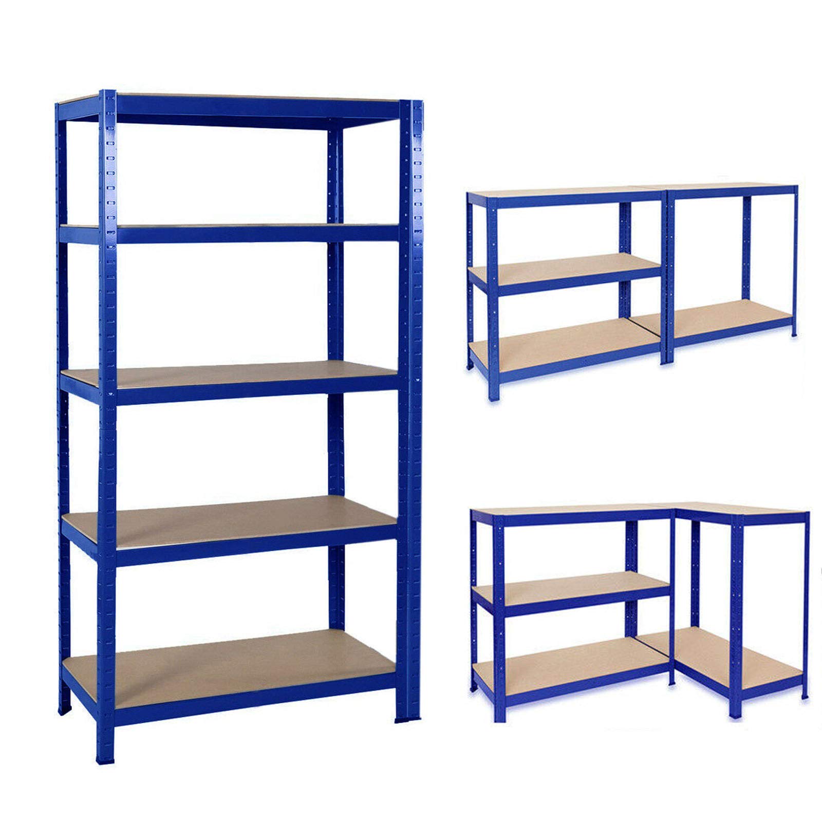 Étagère de rangement en métal pour charges lourdes - 170 x 75 x 30 cm - Système d'étagères enfichables avec 5 étagères réglables en hauteur - 875 kg - Pour garage/entrepôt/bureau - Bleu
