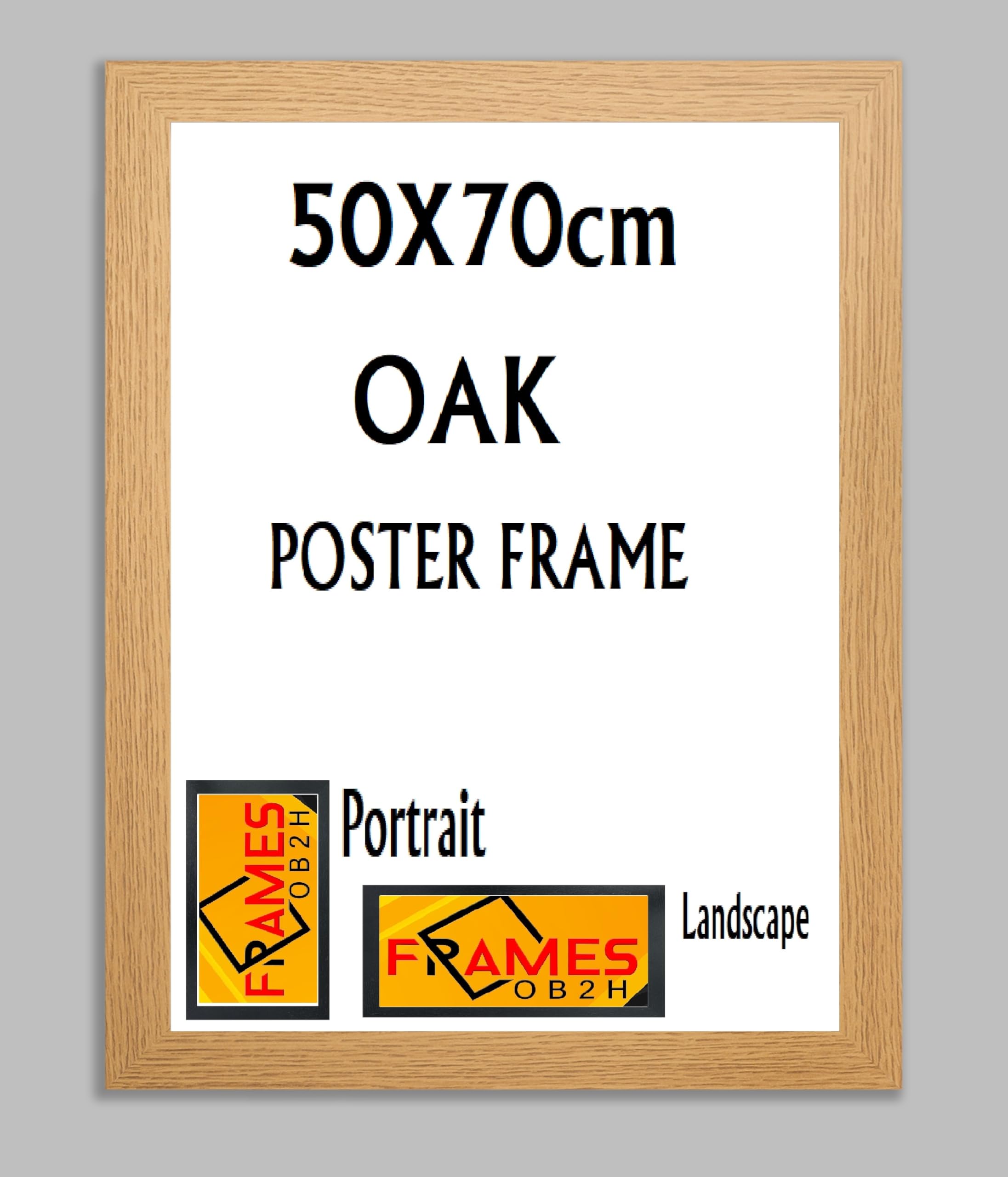 Ob2h Oak Black,, Photo,Picture,Poster Frames, Portrait And Landscape Shatterproof Acrylic Glass Wall Hanging Frames (, 50X70cm)
