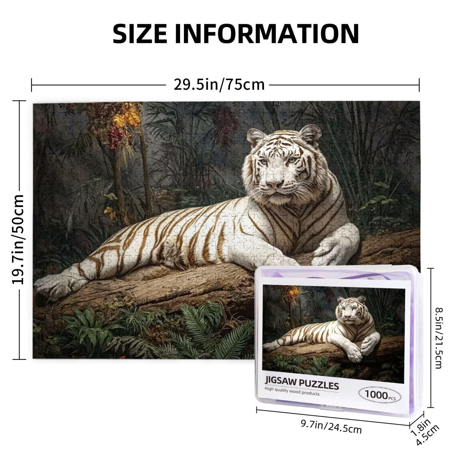 Puzzle tygrys, 6000 elementów, las, puzzle dla dorosłych, z pudełkiem na prezent, duże drewniane puzzle dla dorosłych, gra zręcznościowa dla całej rodziny, prezenty dla kobiet, 105 x 180 cm, 2025
