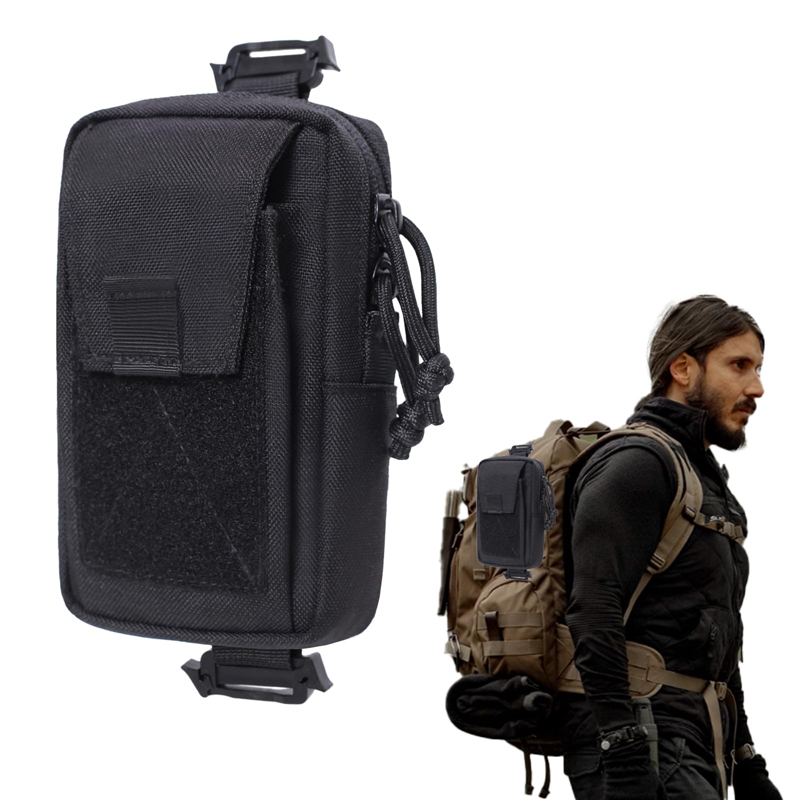 Molle Phone Backpack Shoulder Strap Pouch,Tactical Backpack Accessories, EDC Utility Pouch for Cell Phone