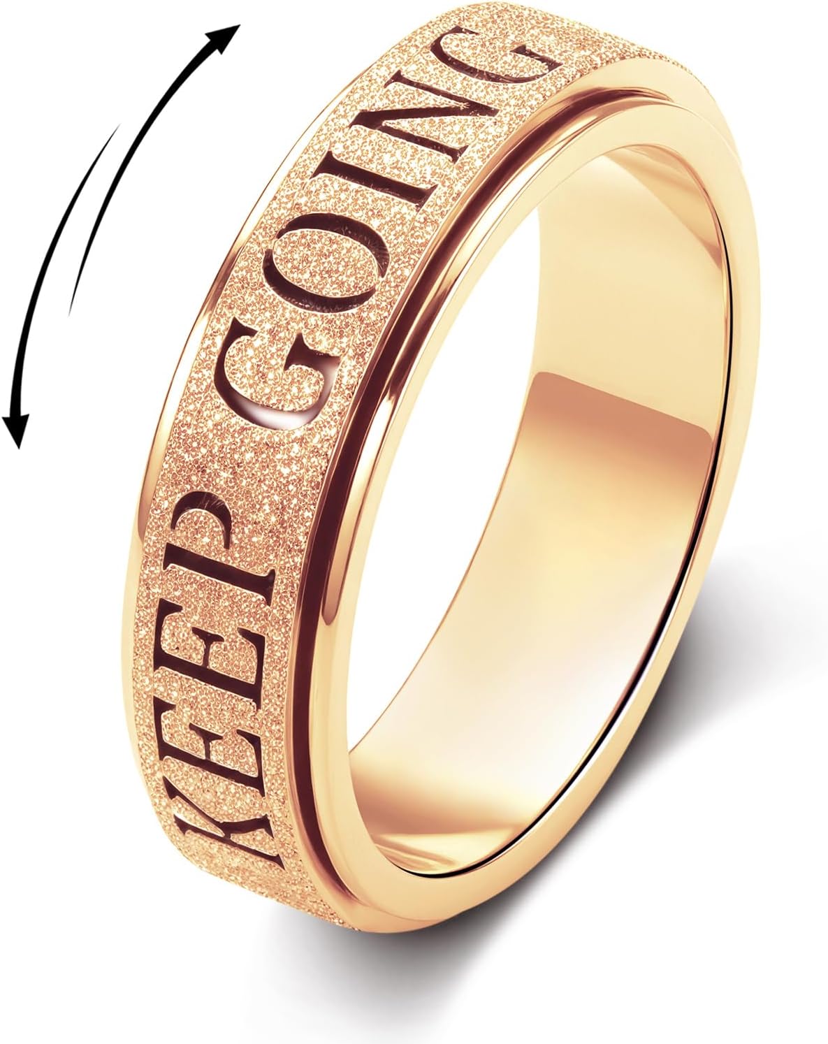 OreilleStar Fidget Anxiety Ring for Women: Spinner Toys Adults Keep Going Symbol Band Cute Thumb Ring Stainless Steel Gold Silver Black Size 6 7 8 9 10