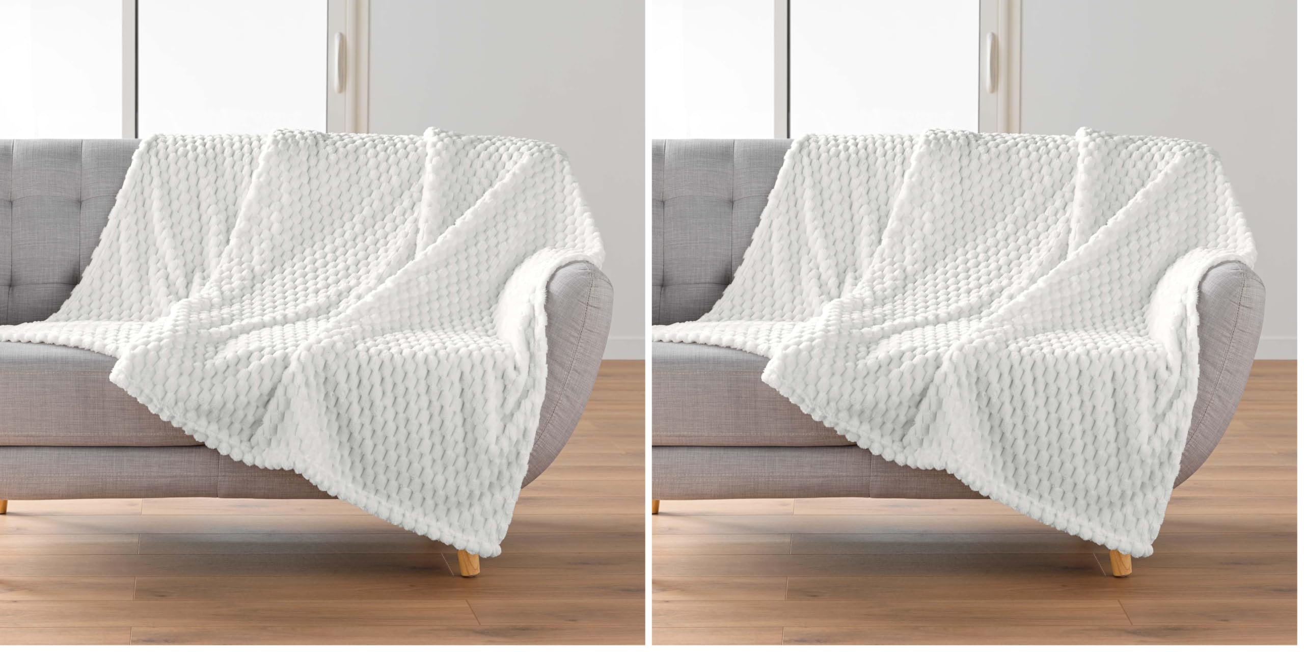 Plaid doux contre le froid hivernal lot de 2 couvertures flanelle mini frosty