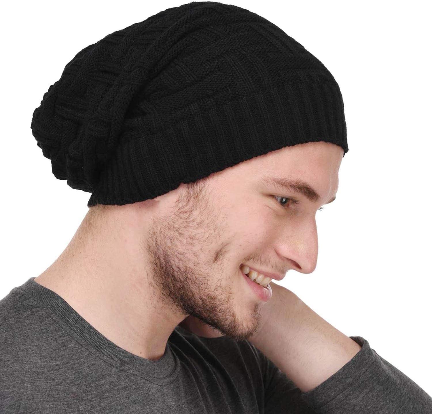 STYLISTY IND Beanie Cap for Men Women Skull Slouchy Winter Woolen Knitted Black Inside Fur Mens Caps, Free Size Winter Beanie