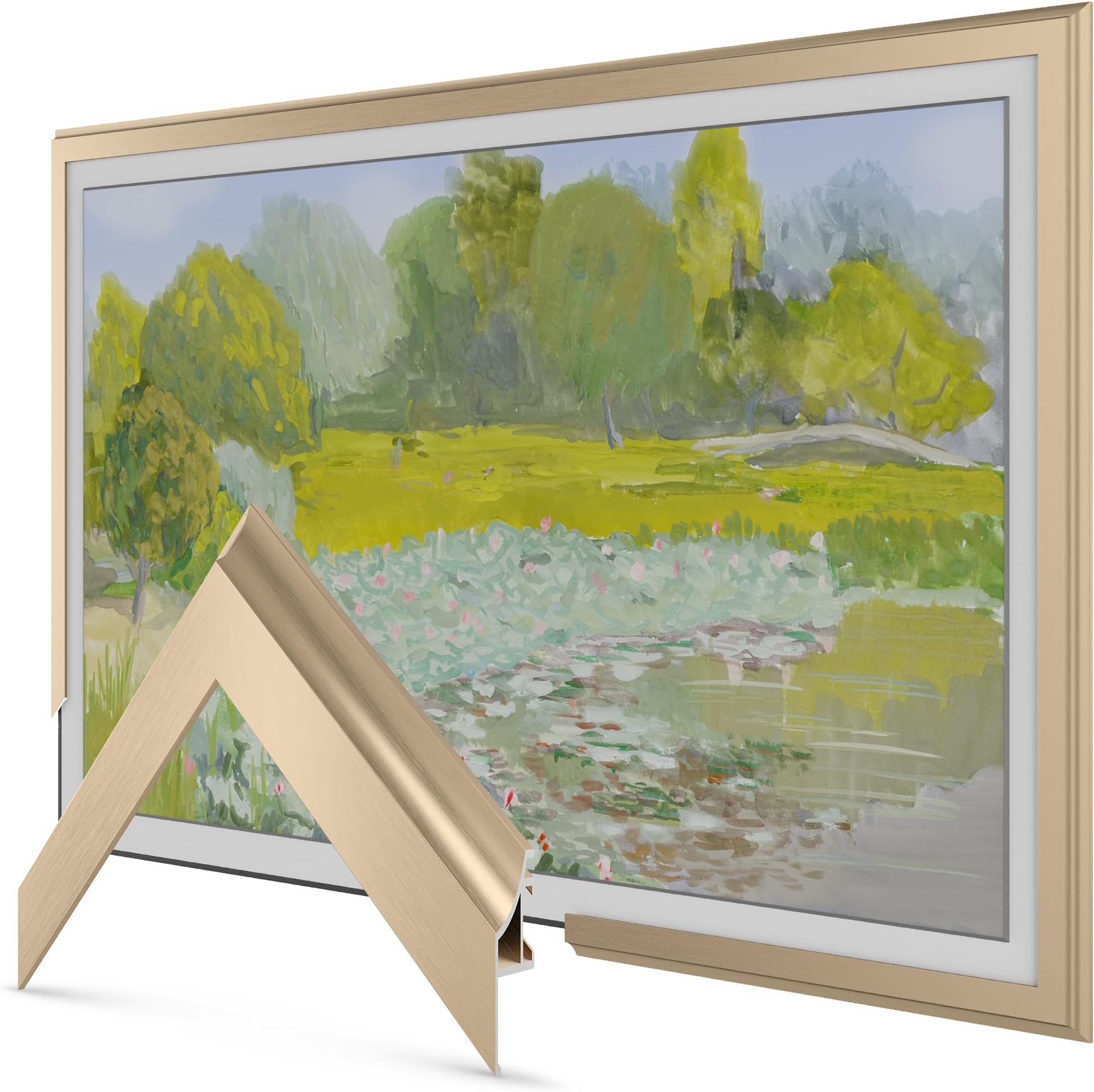 Frame My TV Deco s Alloy Scoop - Pale Gold Bezel Compatible ONLY with Samsung The (3” Color Chip)