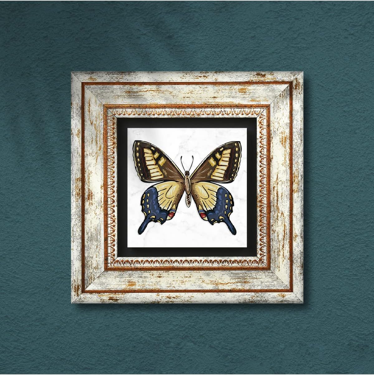 Pinecone Butterfly Stone Wall Painting Framed Wall Decor Wall Art T1-219