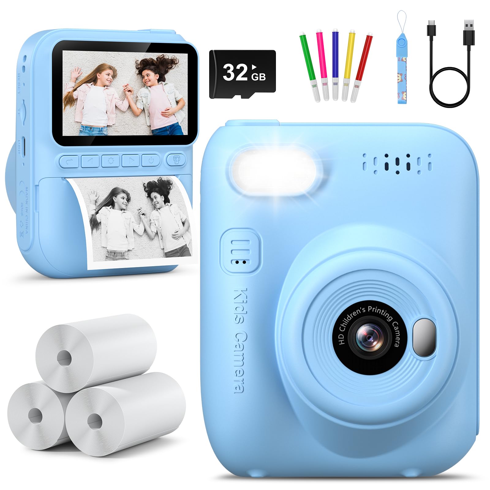 Euakee Kids Instant Camera, 1080P HD digitale camera voor kinderen met