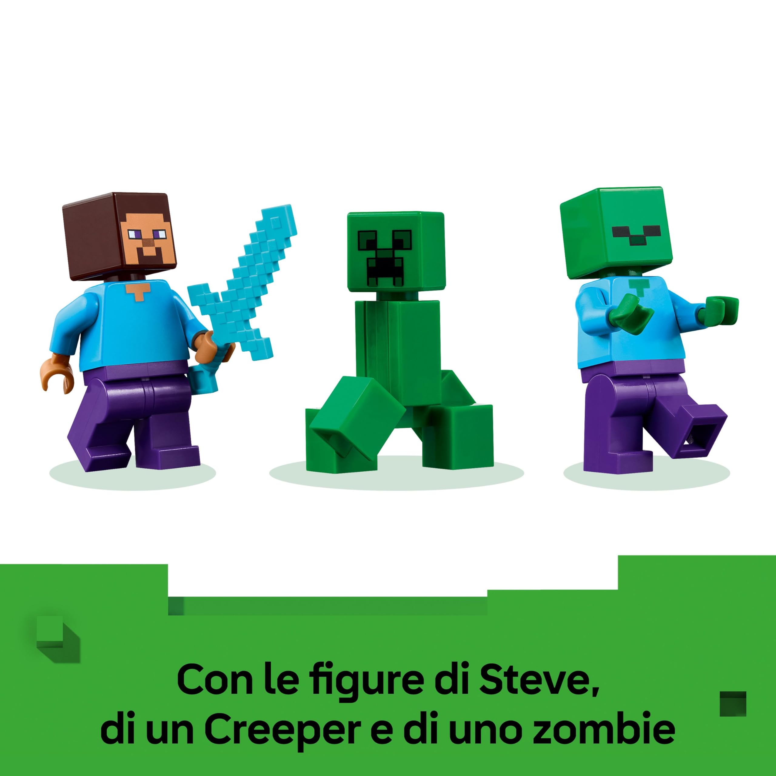 LEGO Minecraft Casa nella Giungla Esplosiva - Giocattolo Interattivo con Modello di Barca, Figure di Steve, Creeper e Zombie, Funzione TNT - Regalo per Gamer, Bambini e Bambine da 8 Anni in su - 21275