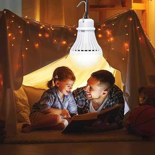 Miniatura 3 de Paquete de 2 linternas LED USB para campamento, 8.2 pies de longitud extra con cable USB Y, bombilla LED portátil para garaje, almacén, automóvil,