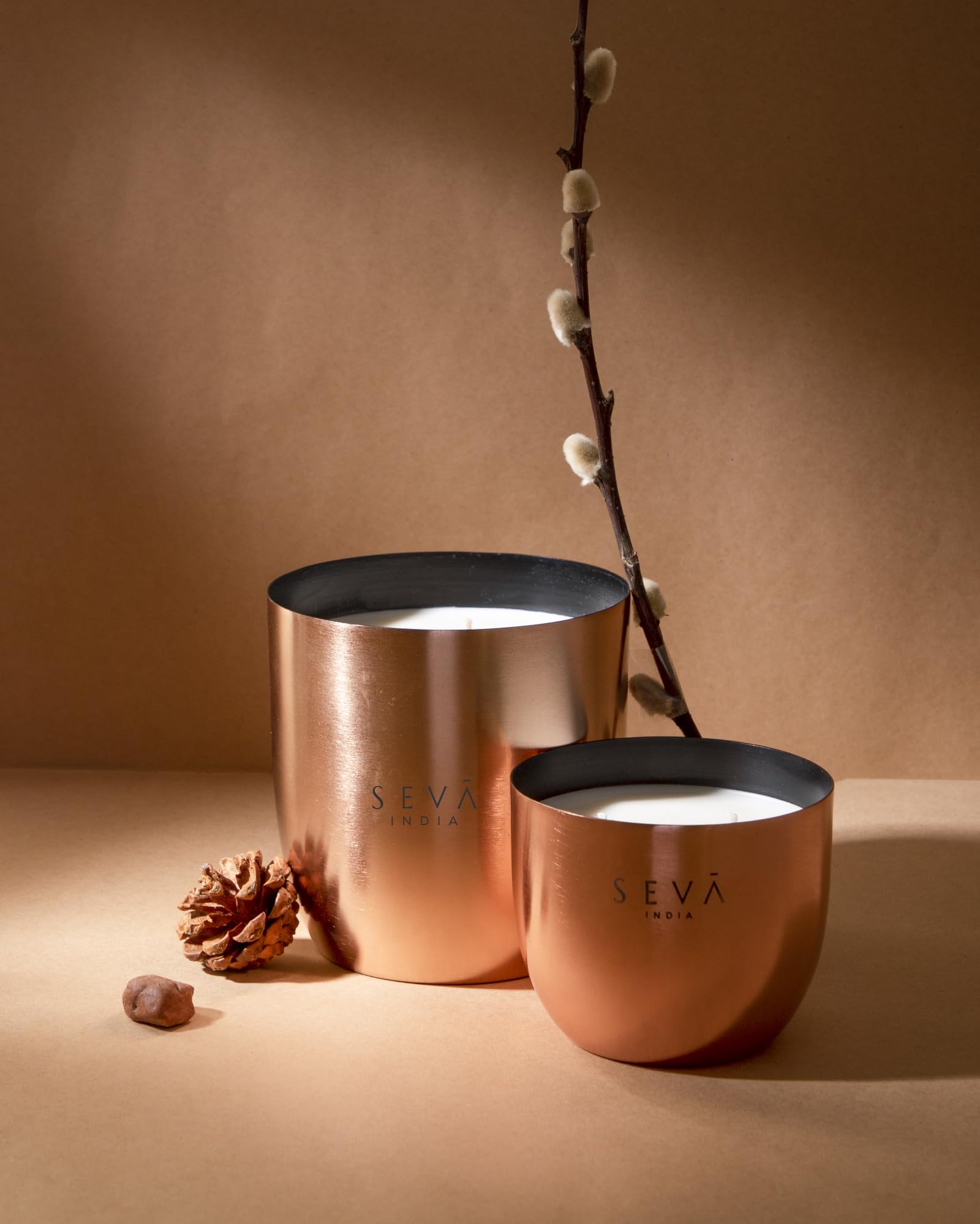 Seva India Set of 2 Heirloom Candles (Rose Gold)