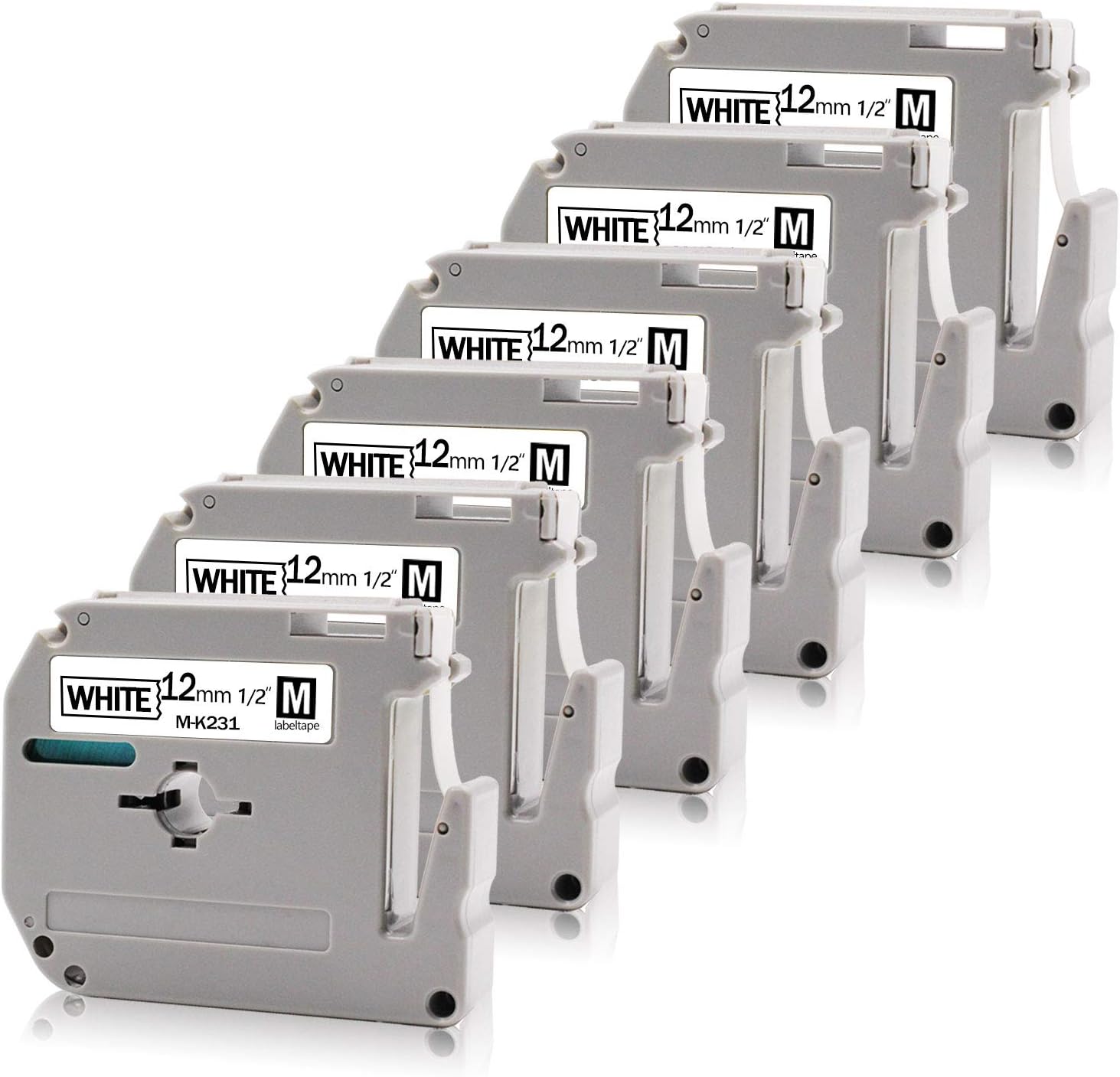 Absonic 6Pack Compatible MK231S Label Maker Tape Replacement for Brother P Touch M