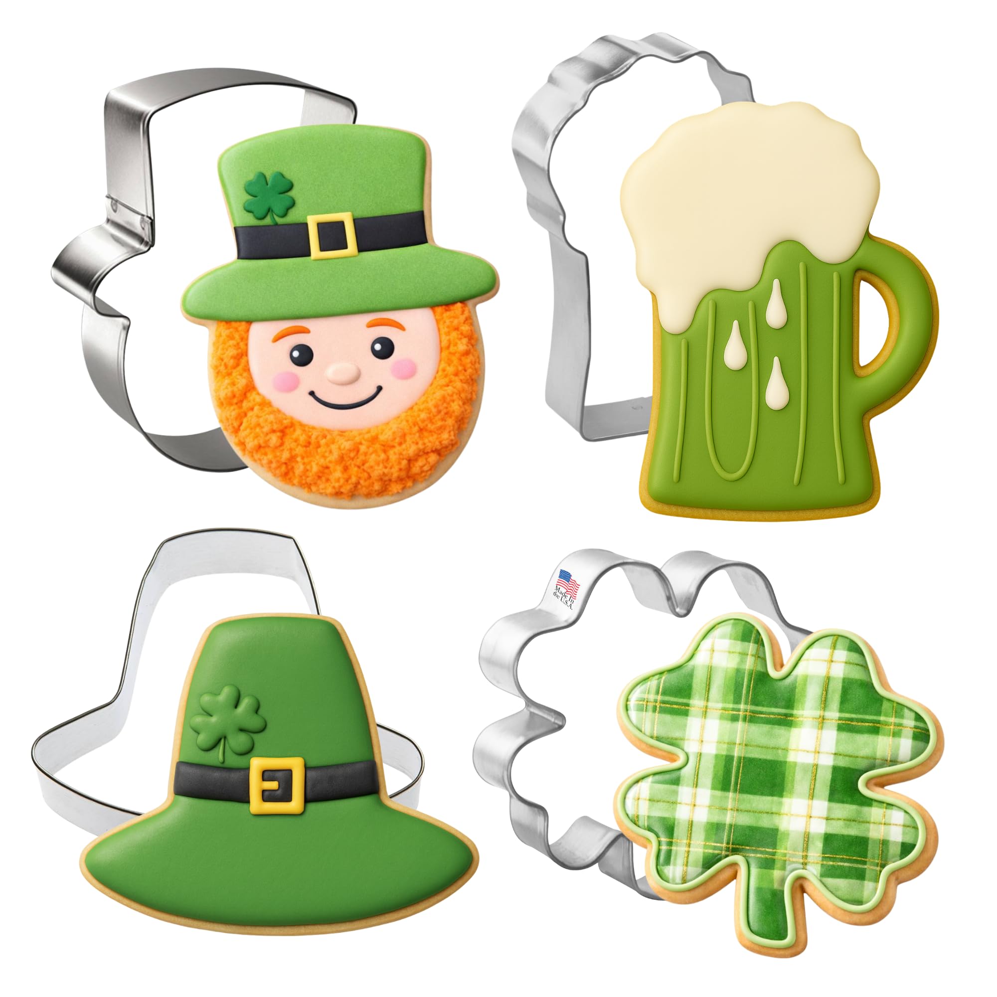 Leprechaun St. Patricks Day Ausstechformen aus verzinntem Stahl, 4-teiliges Set