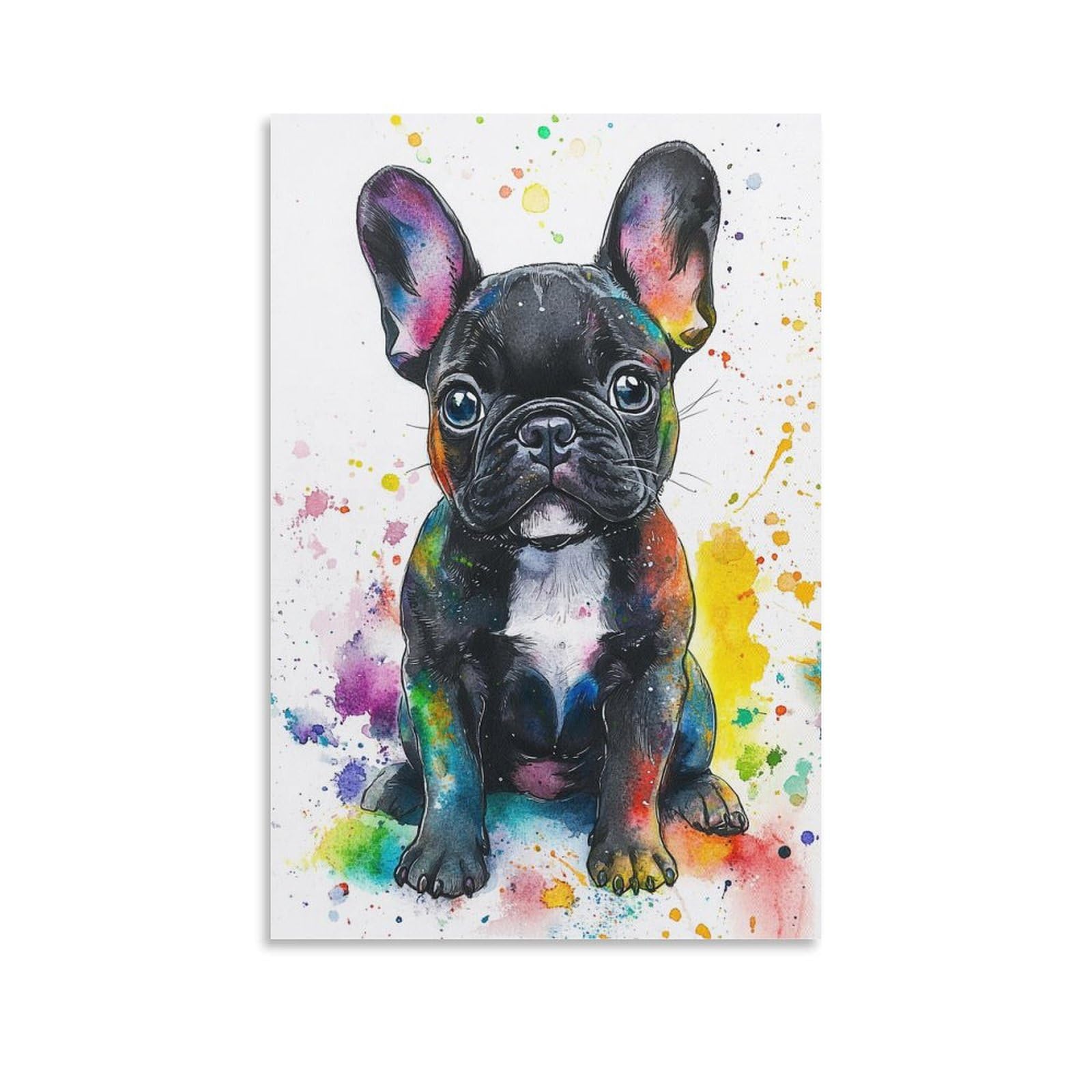 KNZVCXUEH FRENCH BULLDOG Canvas Wall Art Pictures on Canvas Poster Modern Gallery for Home Decor Cute animals Dog Giclee Artwork Rectangle 20x30inch(50x75cm)