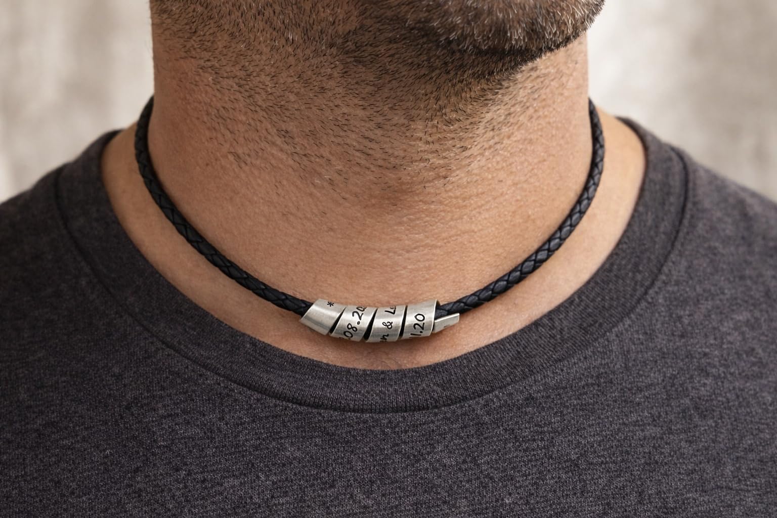 Namenskette, Silberspirale, Familienband personaliserbare Herrenkette mit Sterling Silber Anhänger und Gravur nach Wunsch