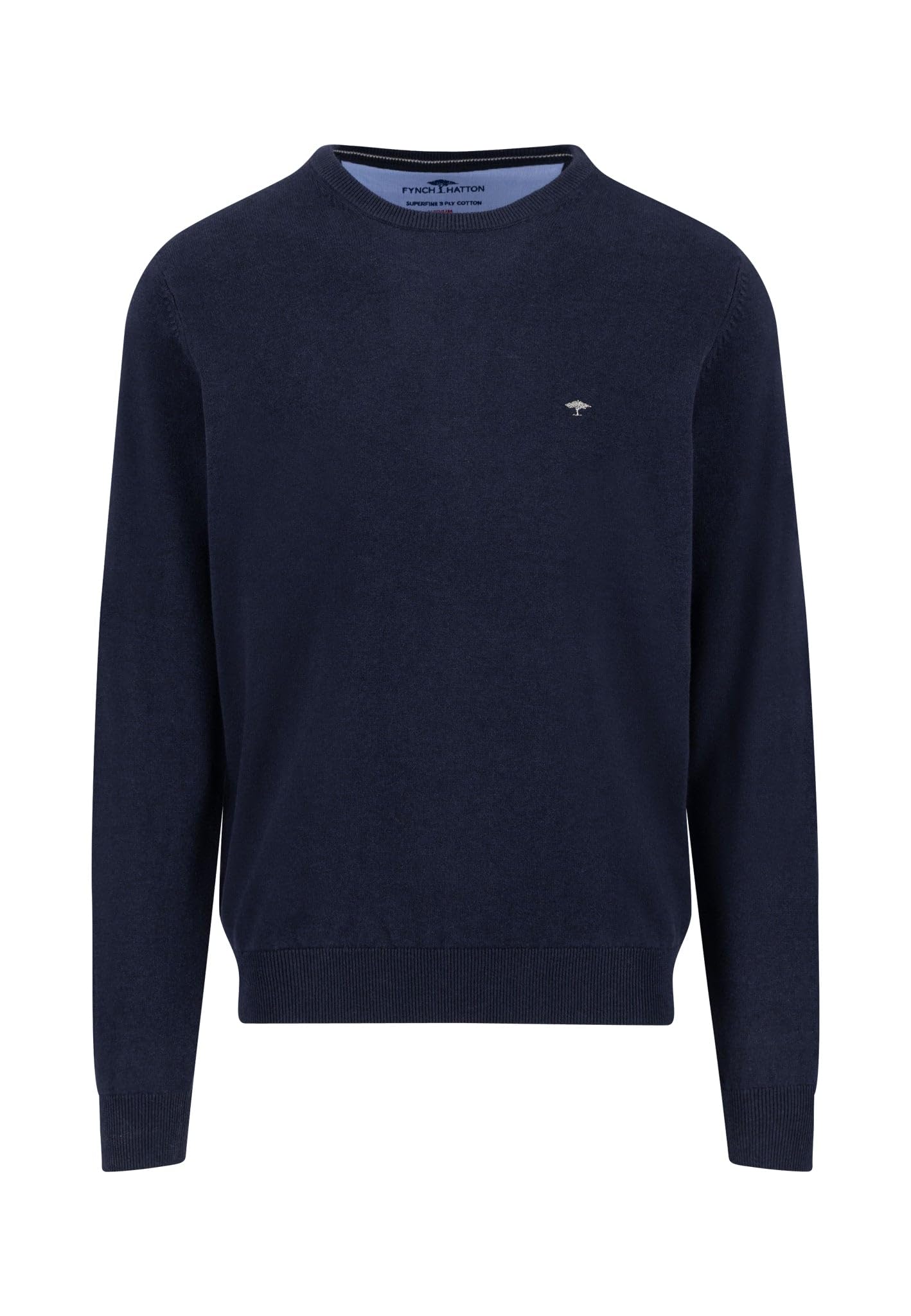 FYNCH-HATTON Fine Knit Crew Neck Jumper, Navy, 3XL