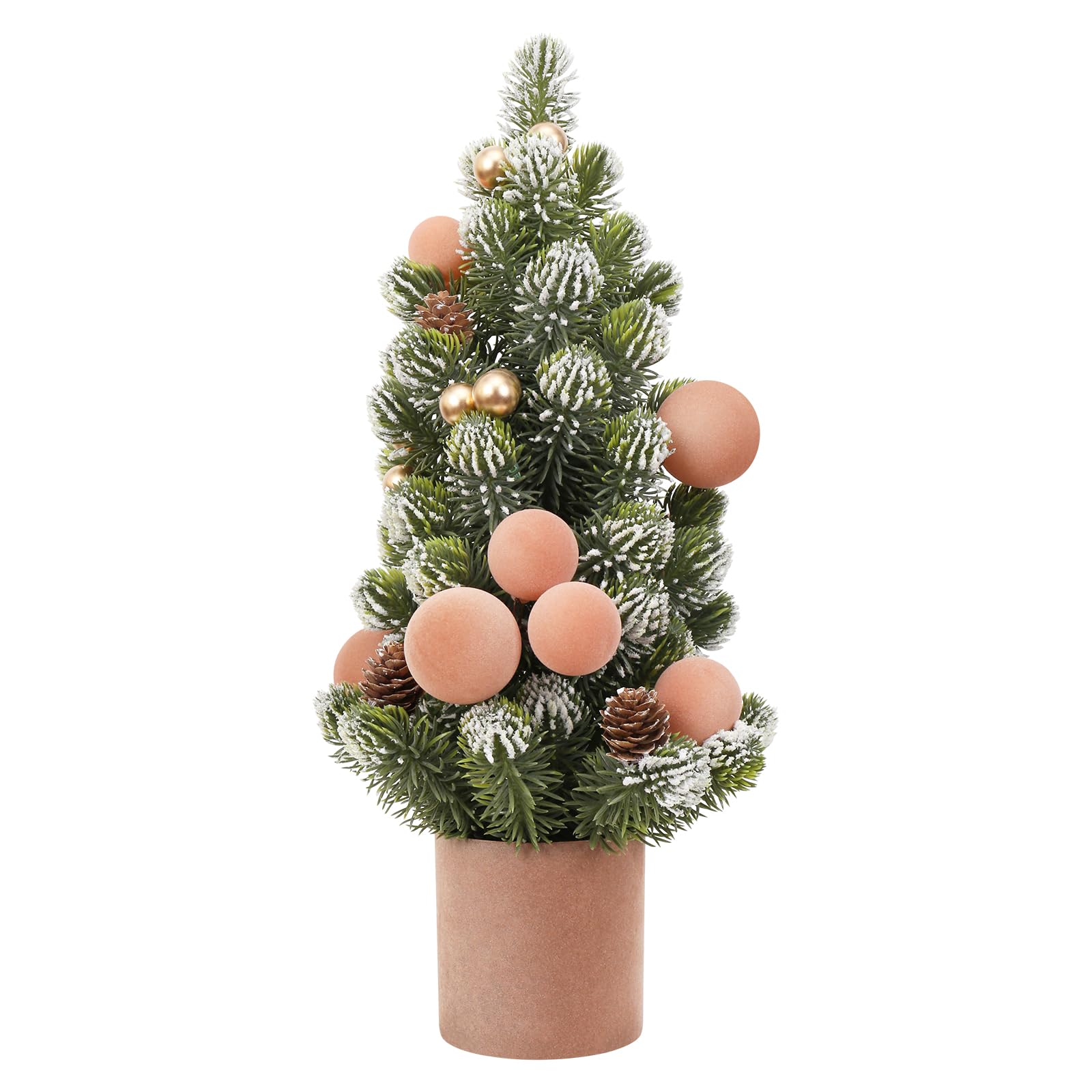 SY Super Bang Small Christmas Tree, 13Inch Artificial Velvet Ball Berry Mini Tabletop Tree Christmas Decorations, for Home Party Thankgivings Xmas Indoor Decor. (Light Coffee, 18Inch)