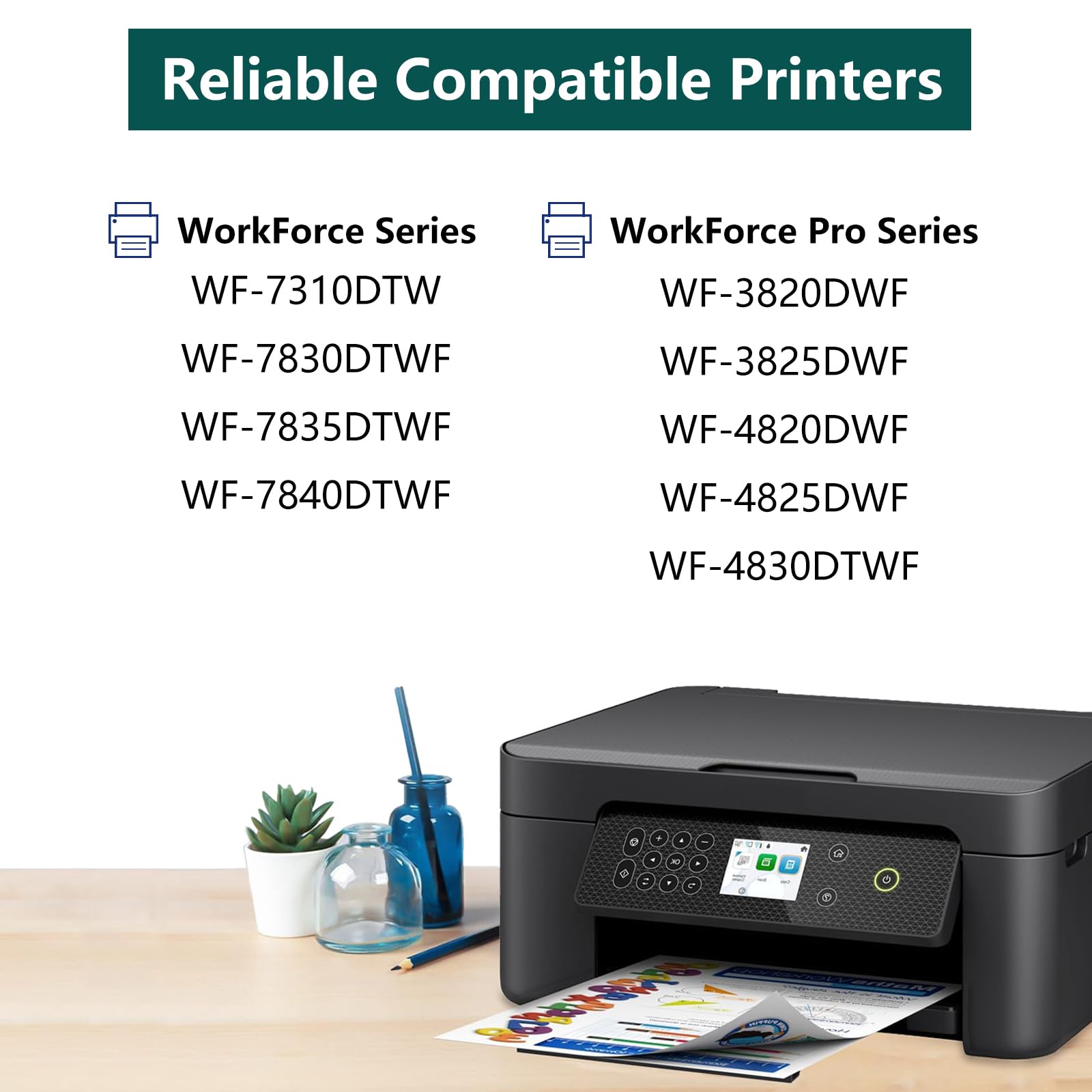405XL Kompatibel für Epson 405 WF-7310DTW WF-7830DTWF WF-7835DTWF WF-7840DTWF Workforce Pro WF-3820DWF WF-3825DWF WF-4820DWF WF-4825DWF WF-4830DTWF (Schwarz x 1, Cyan x 1, Magenta x 1, Gelb x 1)