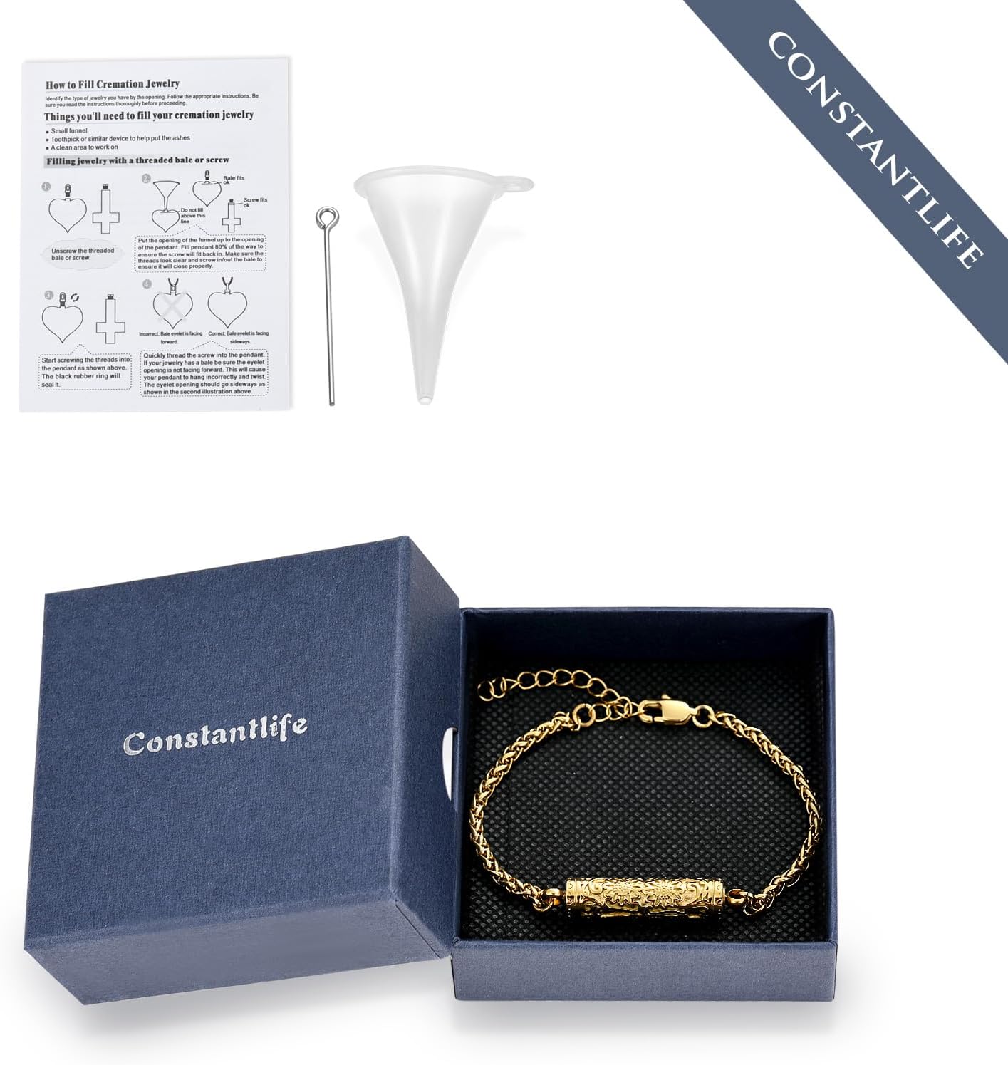 constantlife Cremation Bracelet for Ashes for Women Stainless Steel Sunflower Cylinder Urn Adjustable Link Bangle Memorial Jewelry Loved Ones Ashes Holder Keepsake - Image 7