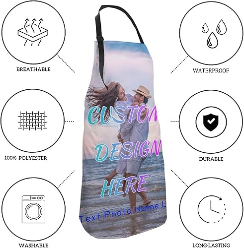 Miniatura 58 de Delantal personalizado para hombres y mujeres, delantal ajustable unisex con bolsillos, delantales personalizados para cocinero y chef Cocina