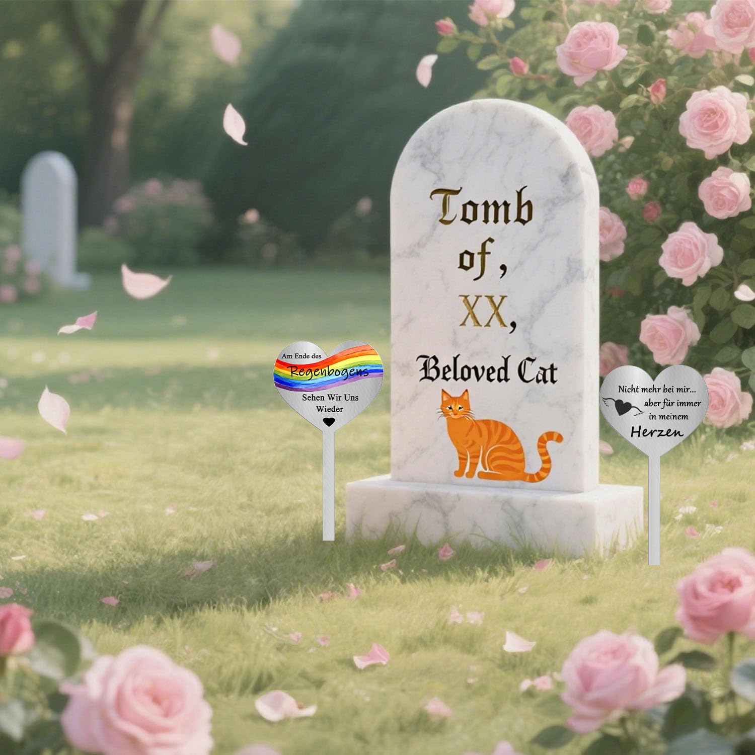 Spina Cimitero A Cuore In Metallo - Decorazione Tombale Con Incisione 'Du Fehlst' - Foto 6