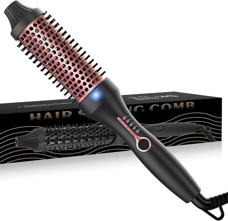 Atopskins Keratin Hőkefe 38mm - Ionos Hajformázó Kefe 120-210°C Hőmérséklet Szabályozással, Argánolaj és Turmalin Bevonattal, Dúsító Hajkefe