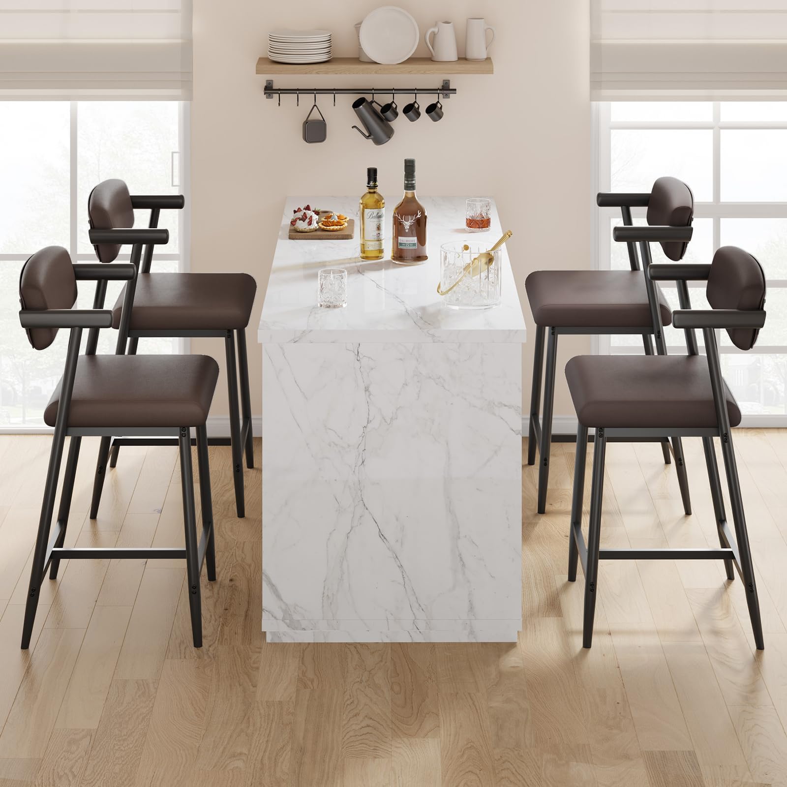 Tabourets de bar confortables Garvee contre le mal de dos : lot de 4 chaises de comptoir