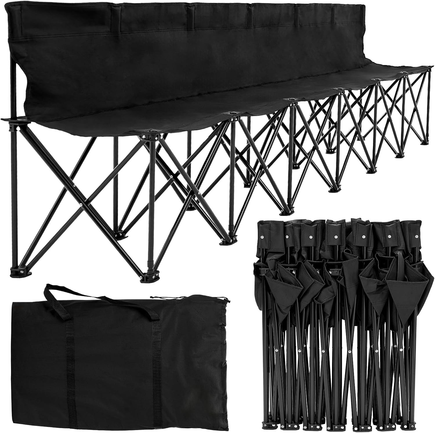 NAIZEA 6-Seat Folding Sports Bench with Back