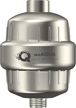 weAQUA Heavy Duty NO BS Shower Filter 99% Removal for Hard Water, Chlorine, Fluoride, Heavy Metals, Micro-life, Organics and More | Reduces Dry, Itchy Skin, Frizzy Hair