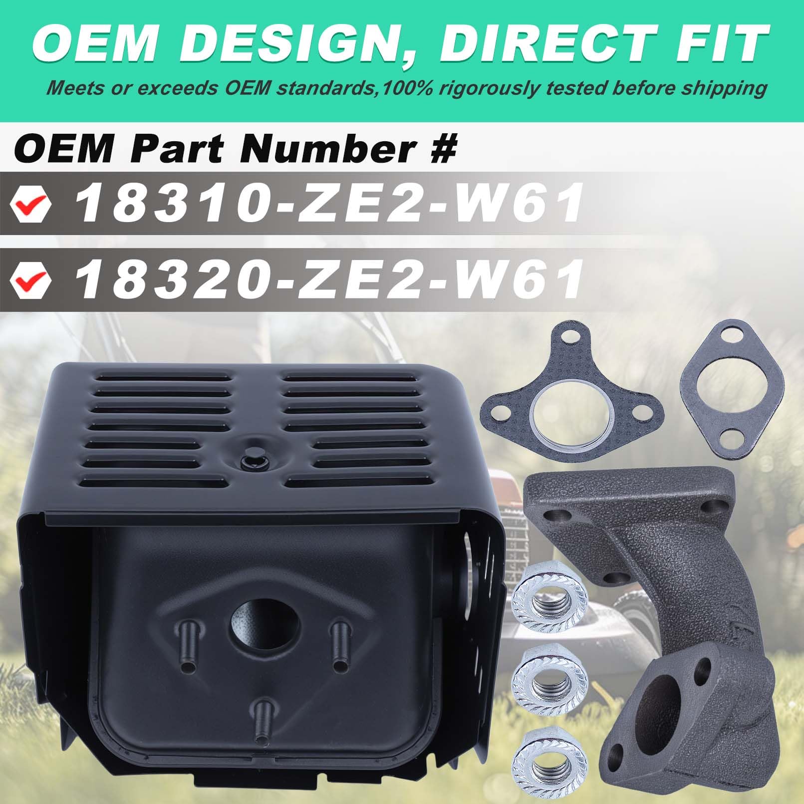 Marmitta Scarico per Honda GX390 GX340 13HP 11HP Motore, ADEFOL Scarico con Tubo + Guarnizione Ricambi per Motori a 4 Tempi Valvole di Scarico Accessori Marmitta Silenziatore