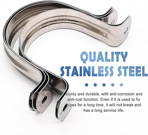 Miniatura 3 de Nge Abrazadera de correa de tubo rígido de 3 pulgadas, correa de dos agujeros, clip de tubo de soporte en U, soporte de sujeción de tubo de acero