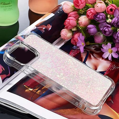 Miniatura 7 de Funda para iPhone 15 Plus de 6.7 pulgadas, funda de TPU líquido con purpurina, arena movediza que fluye transparente, con esquinas de parachoques