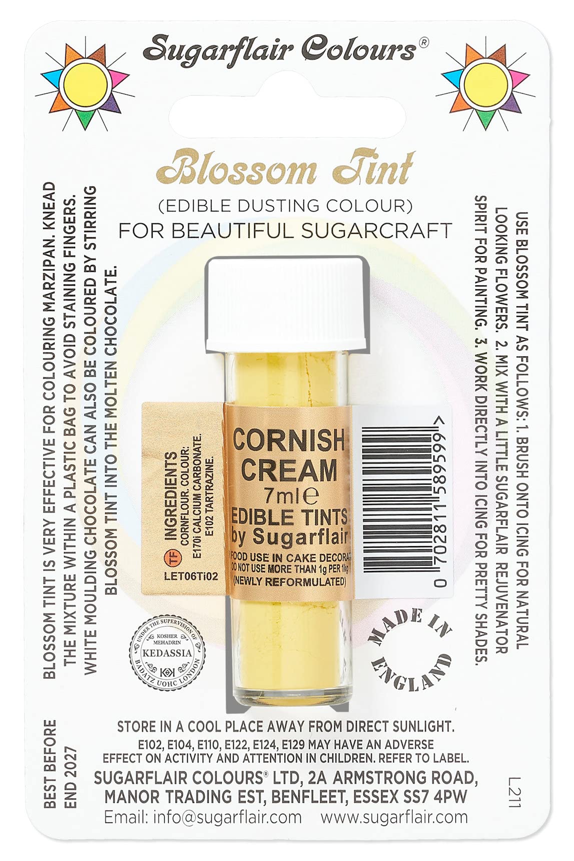Sugarflair Blossom Tint Nutkin Brown Food Colouring and Dusting Powder, Matt Finish, Brush On or Mix with Rejuvenator Spirit to Create a One of A Kind Cake - 7ml - 3