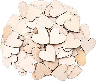 100PCS Wooden Hearts, Wooden Hearts for Crafts, Wooden Hearts for Guest Book, DIY Unfinished Wooden Ornaments Embellishments for Valentines Day Birthday Party Wedding Guest Book Decoration