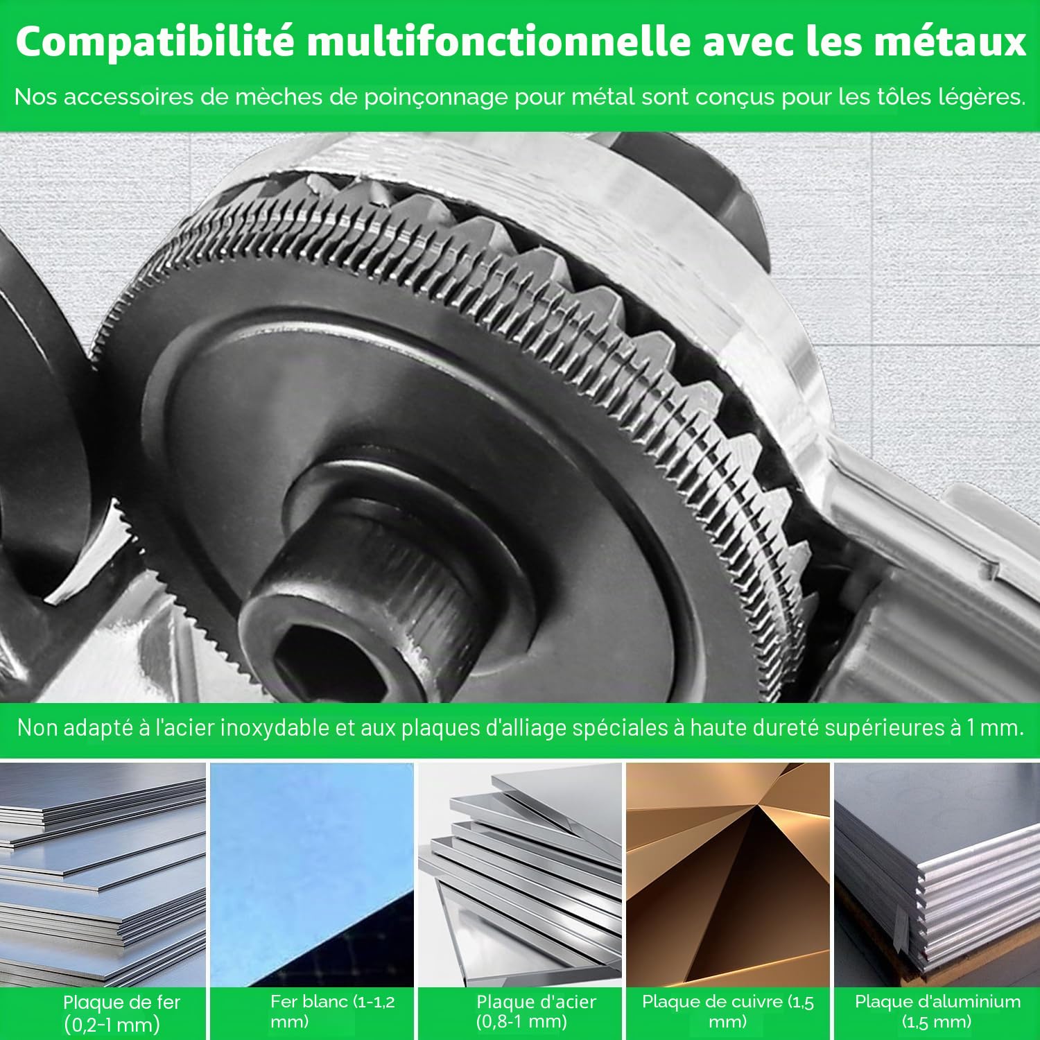 Grignoteuse de Tôle, Cisaille à Tôle Électrique Accessoire de Perceuse Grignoteuse en Métal Grignoteuse de Tôle pour couper des plaques de métal(perceuse non incluse)