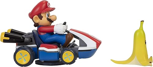 Miniatura 4 de Super Mario Spin Out Mariokart Mario Racer vehículo con 360 giros, cuerda y listo! Incluye una figura de acción de Mario de 2.5 pulgadas