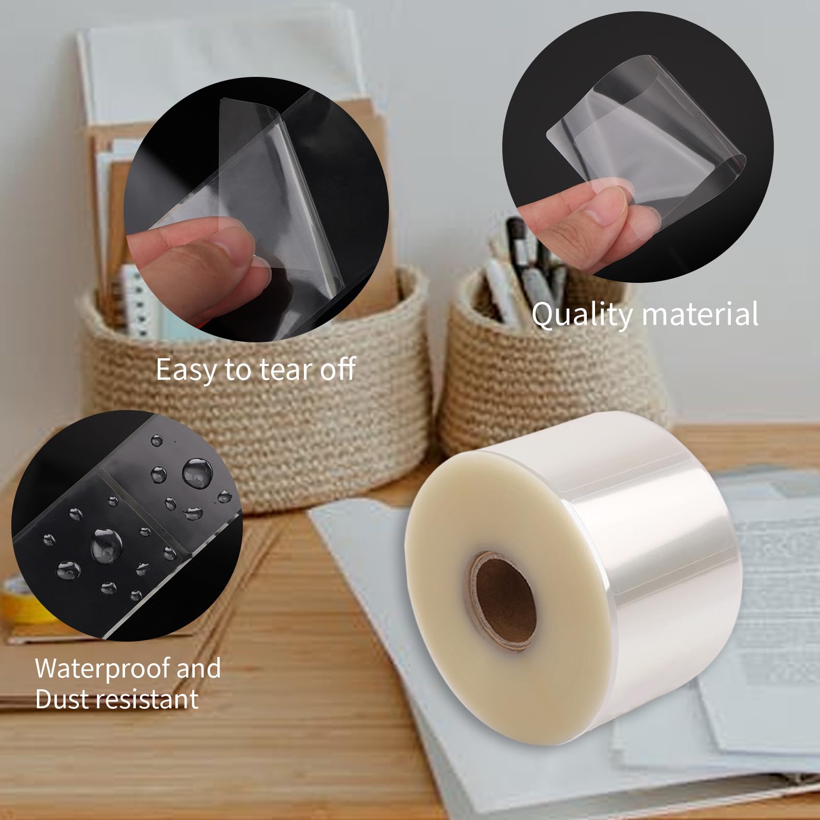 Lot de 500 autocollants transparents pour étiquettes, 10,2 x 5,1 cm, imperméables, transparents pour bureau, bibliothèque, laboratoire, protection par code