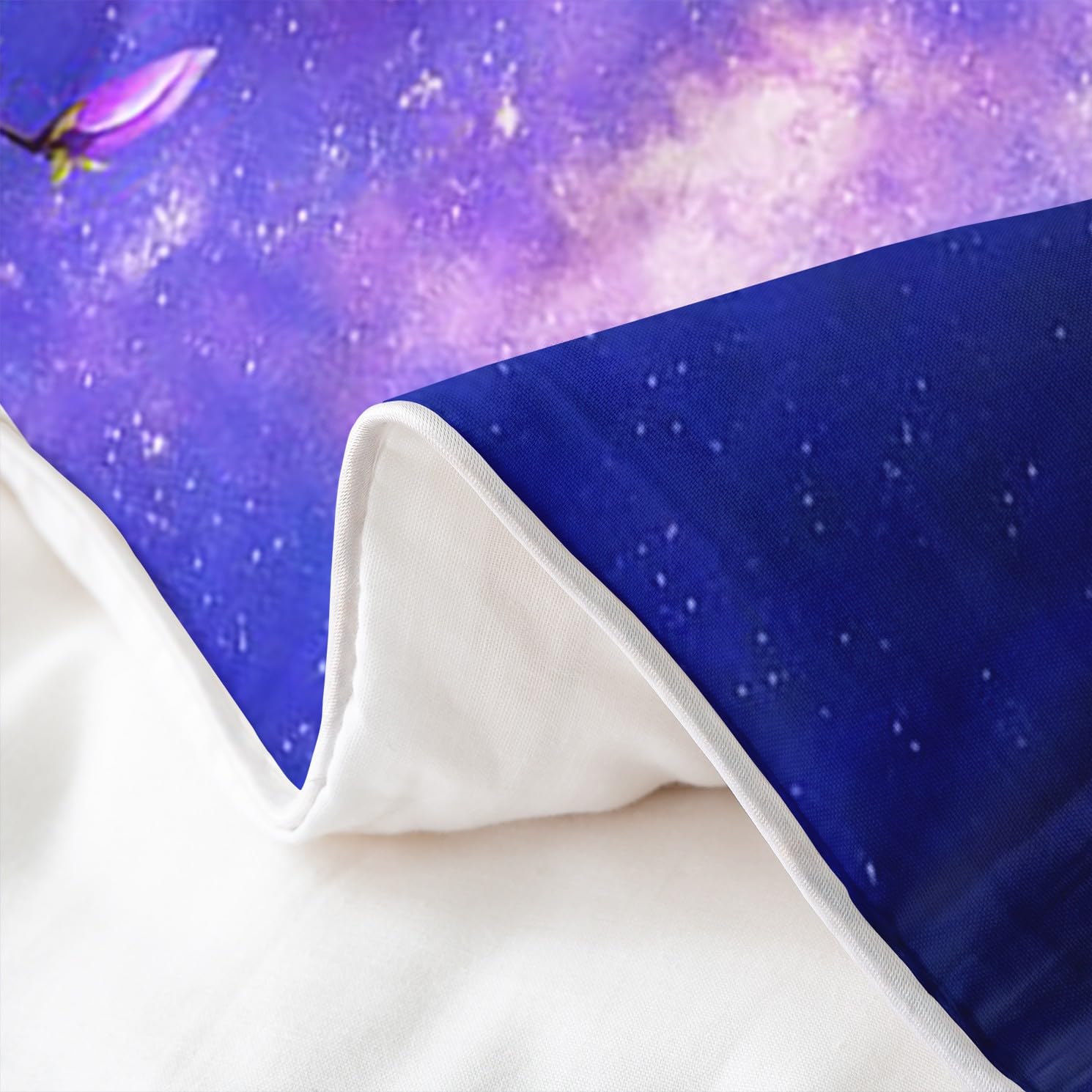 Galaxy Dolphin 100% Waschen Baumwolle Bettbezug 135x200 Coastal Ozean Waves Bettwäsche Set Lila Kirschblüten Meer Tier Tröster Bezug für Kinder Jungen Mond Himmel Starry Steppdeckenbezug Blau
