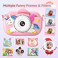 Vista 5 de Cámara para niños para niñas y niños de 3 a 9 años, Cámara digital de juguetes de 32MP YEEHAO para niños de 3 a 9 años, regalo de cumpleaños