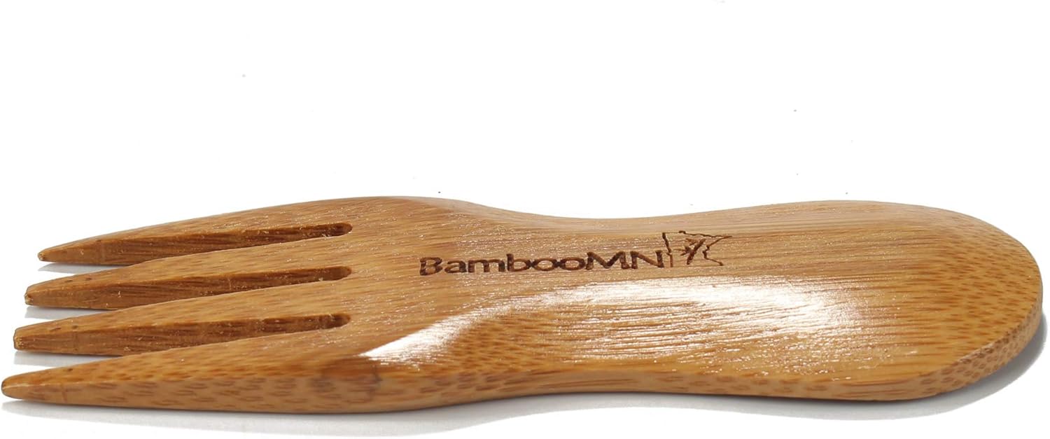 BambooMN Solid Bamboo Stubby Spork 4" - All Natural Reusable Utensils - 100 pcs