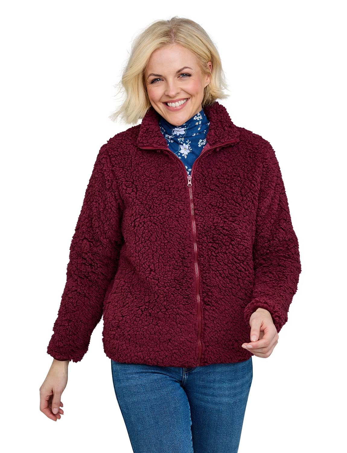 Chums Ladies Fleece Jacket Supersoft with Full Zip & Funnel Neck Burgundy 22