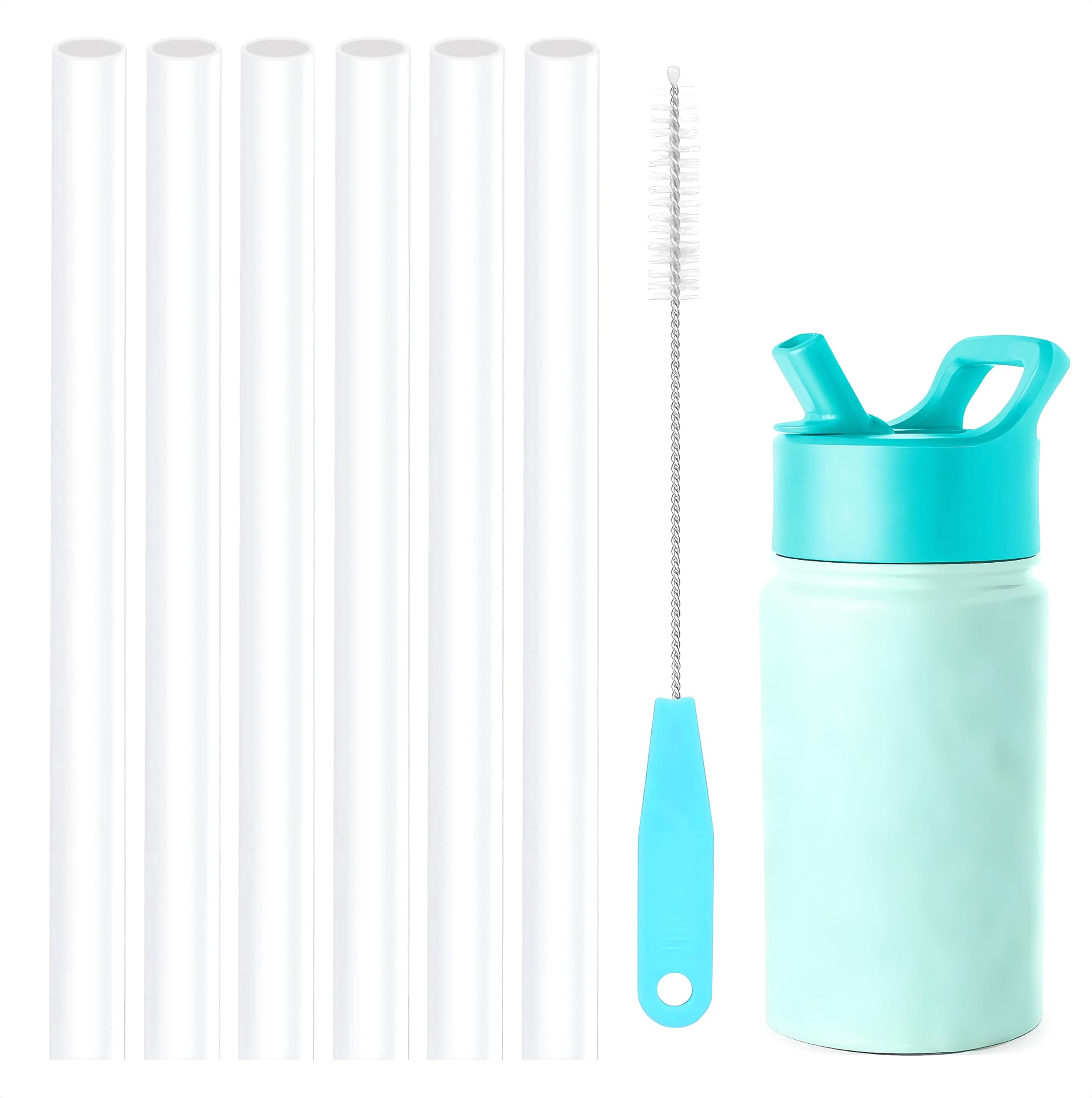 6PCS Vexilsy Replacement Straws Compatible with Simple Modern 14 oz Kids Water Bottle | BPA-Free Straw Replacement for Simple Modern 14 oz Cup with 1 Pack Cleaning Brush